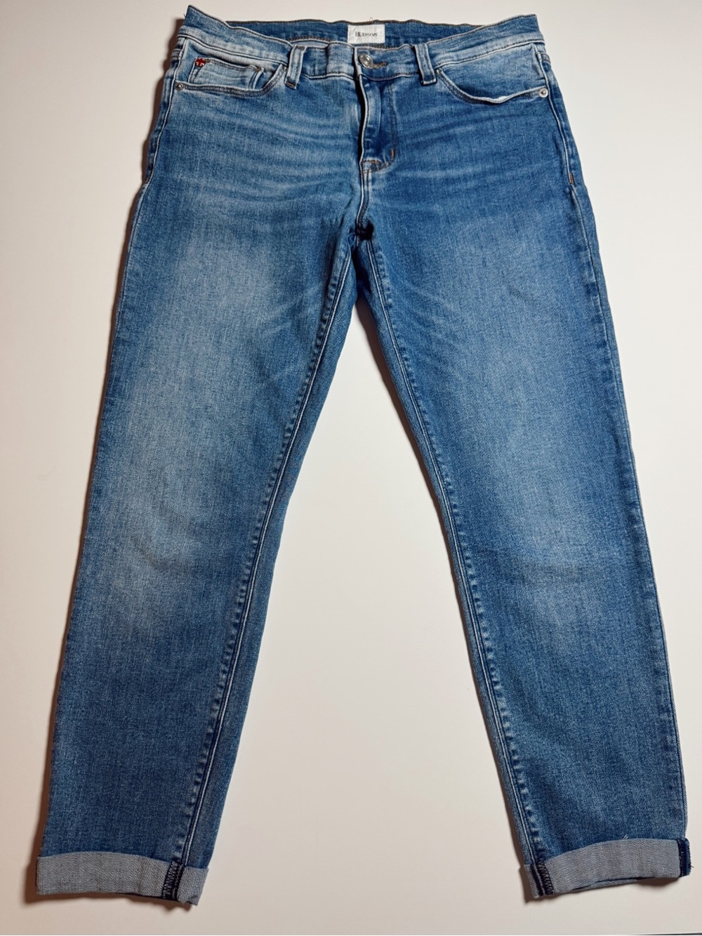 Hudson Blue Denim Jeans with Silver Button